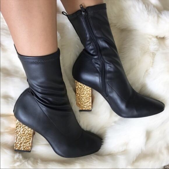 TopShop HAVEN Electroplated Heel Sock Ankle Bootie - Picture 2 of 4